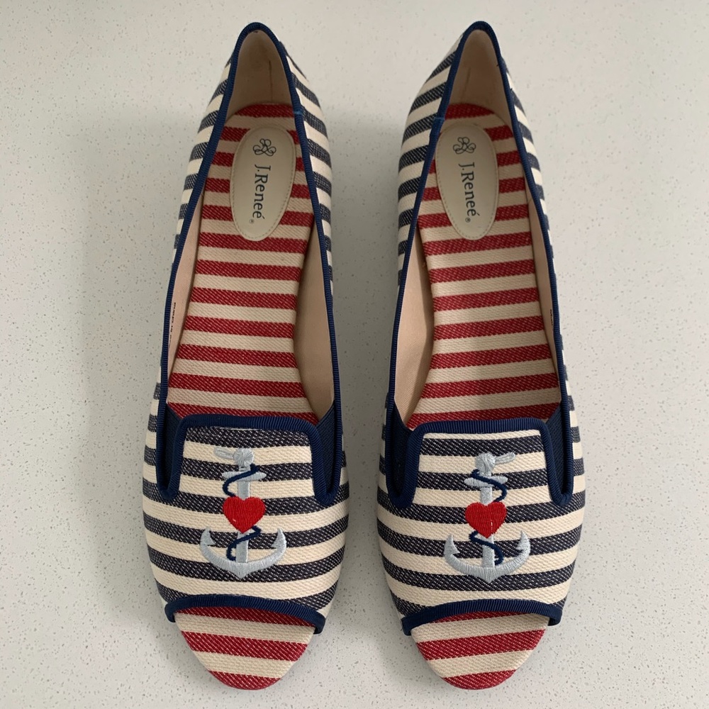 J. Renee Anchor Flat, Size 10M, Blue/Natural (NIB)